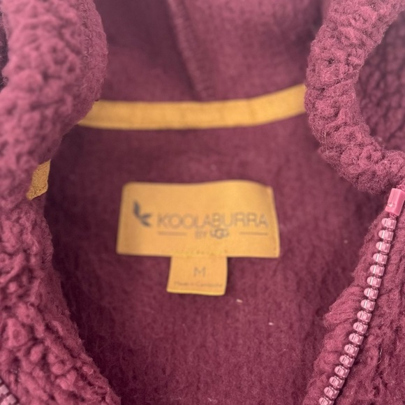 Koolaburra by UGG‎ Women's Medium Sherpa Hoodie Pullover 1/4 Zip Burgundy - Picture 6 of 7